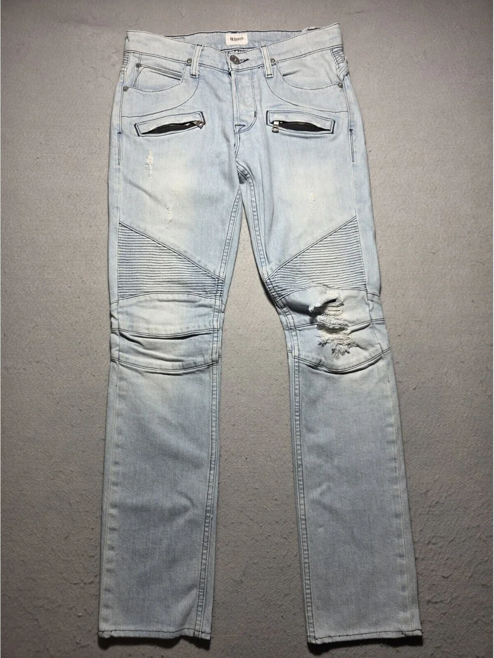 Hudson Jeans Mens Size 29 The Blinder Skinny Biker (M406DFA) Moto Distressed